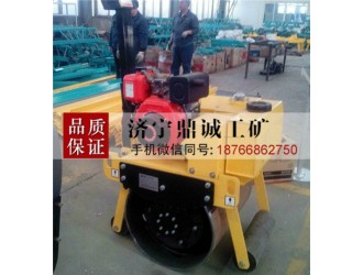 河北邢台手扶式重型单钢轮震动压路机 轮宽700沟槽碾压机